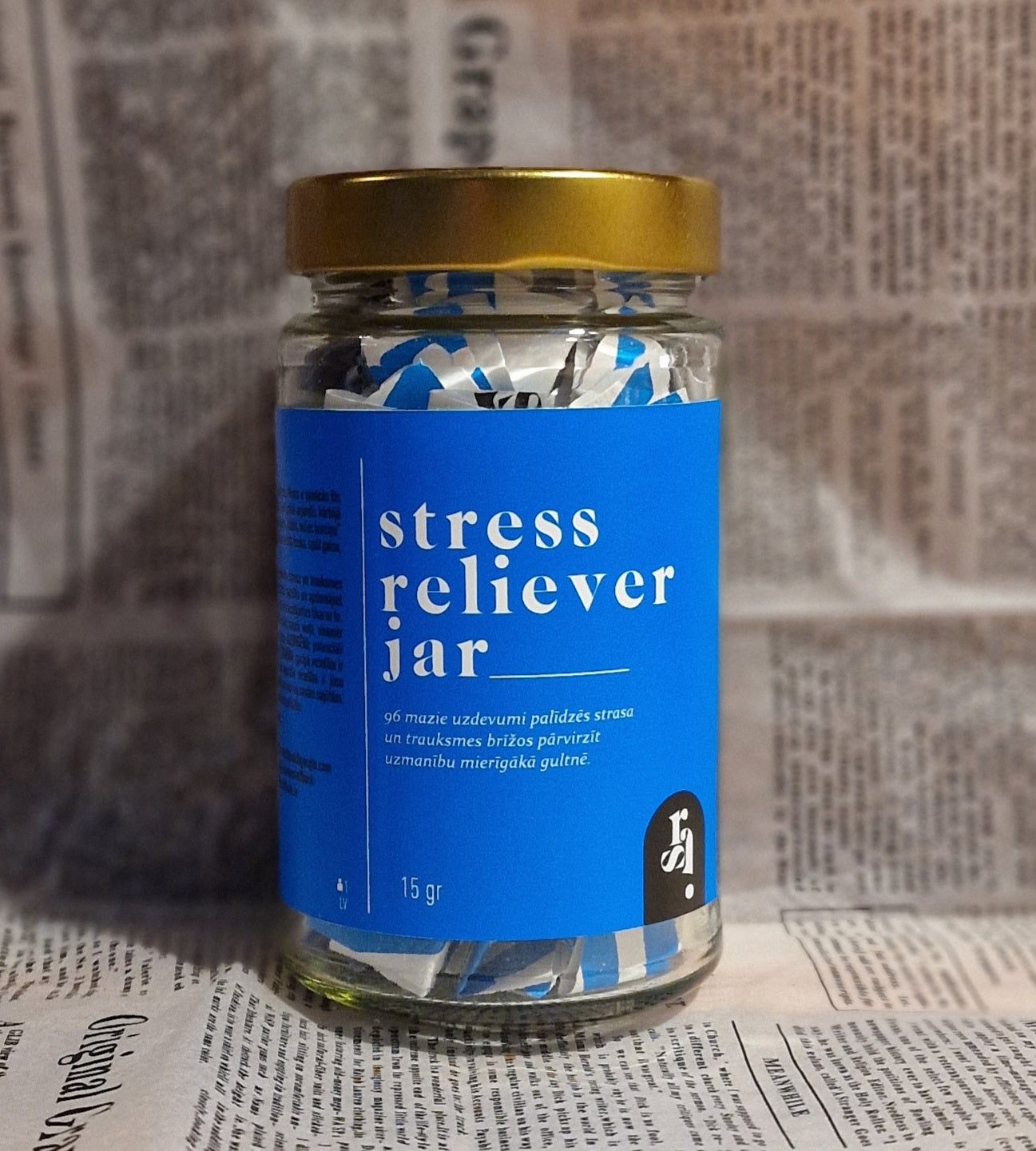 Latvian Stuff Book Stress Reliever Jar stresa un trauksmes brīžiem