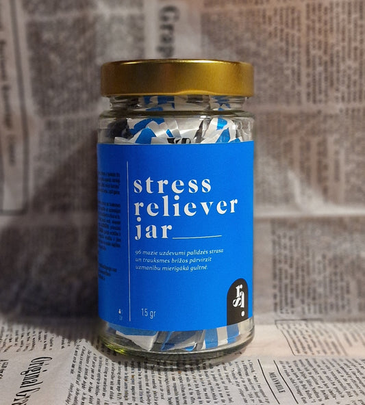 Latvian Stuff Book Stress Reliever Jar stresa un trauksmes brīžiem